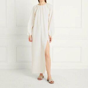 Hill House The Simone Slit Open Back Maxi Dress Coconut Milk Crepe Cream White M